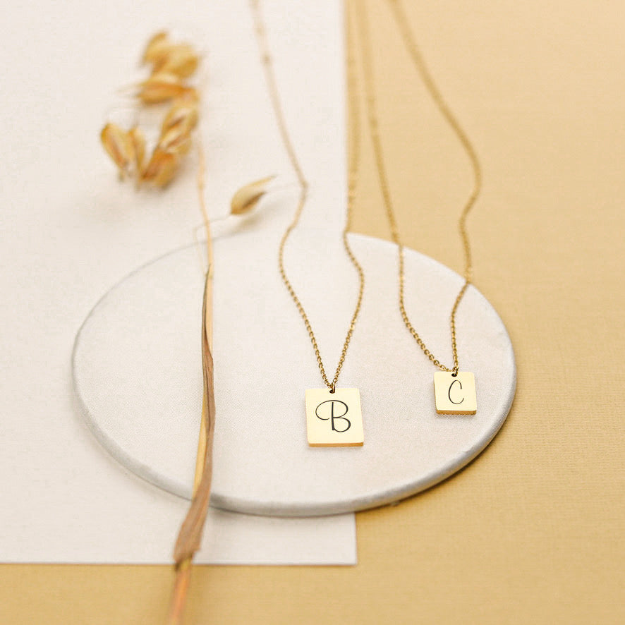 MINI RECTANGLE INITIAL NECKLACE