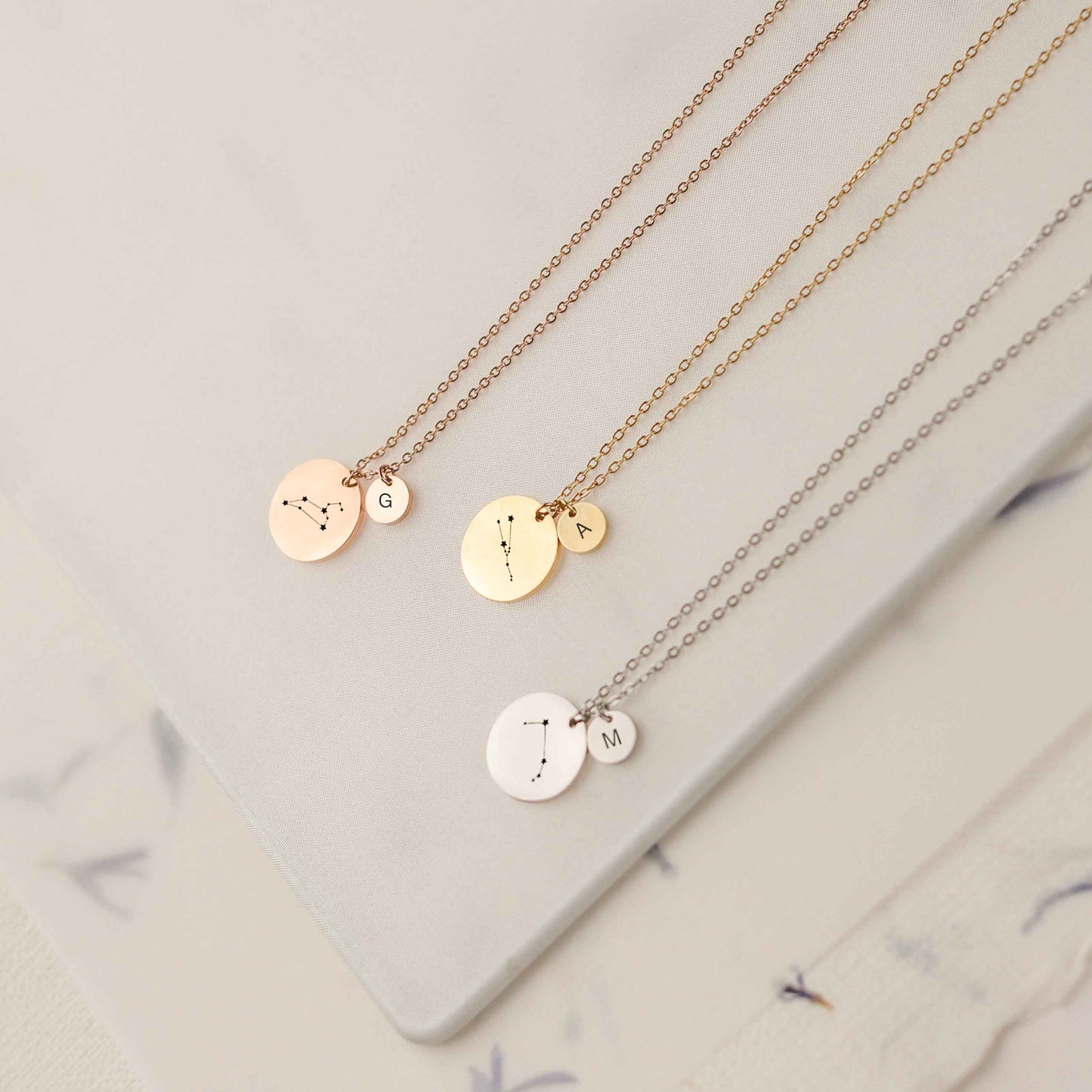UNIQUE TWO COINS PERSONALIZED SIGN NECKLACE