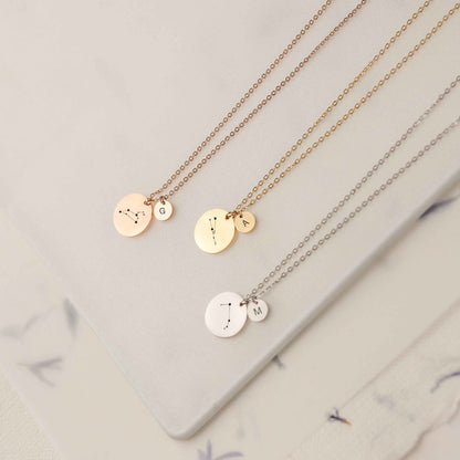 UNIQUE TWO COINS PERSONALIZED SIGN NECKLACE